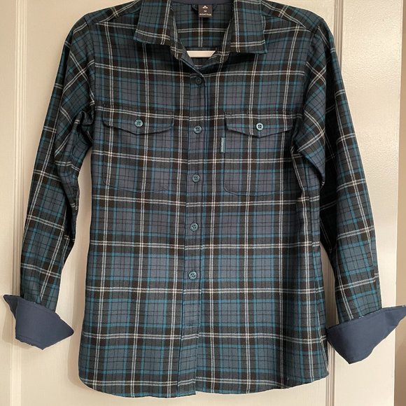 Mont-bell teal flannel shirt (women's size M) - Picture 2 of 3